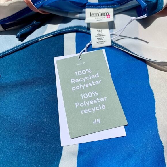 LEMLEM x H&M Stripe Satin Dress Size Small - Picture 5 of 8